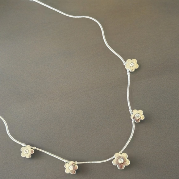 Lia Sophia Wallflower Silver-Tone Flower Necklace with Crystal Accents - Picture 3 of 4